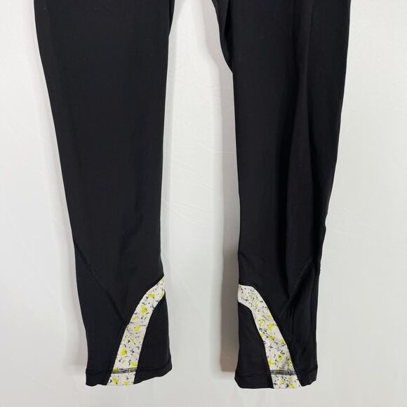 Lululemon Womens Size 4 Run Inspire Crop II Leggings Black Floral Colorblock - Picture 4 of 11
